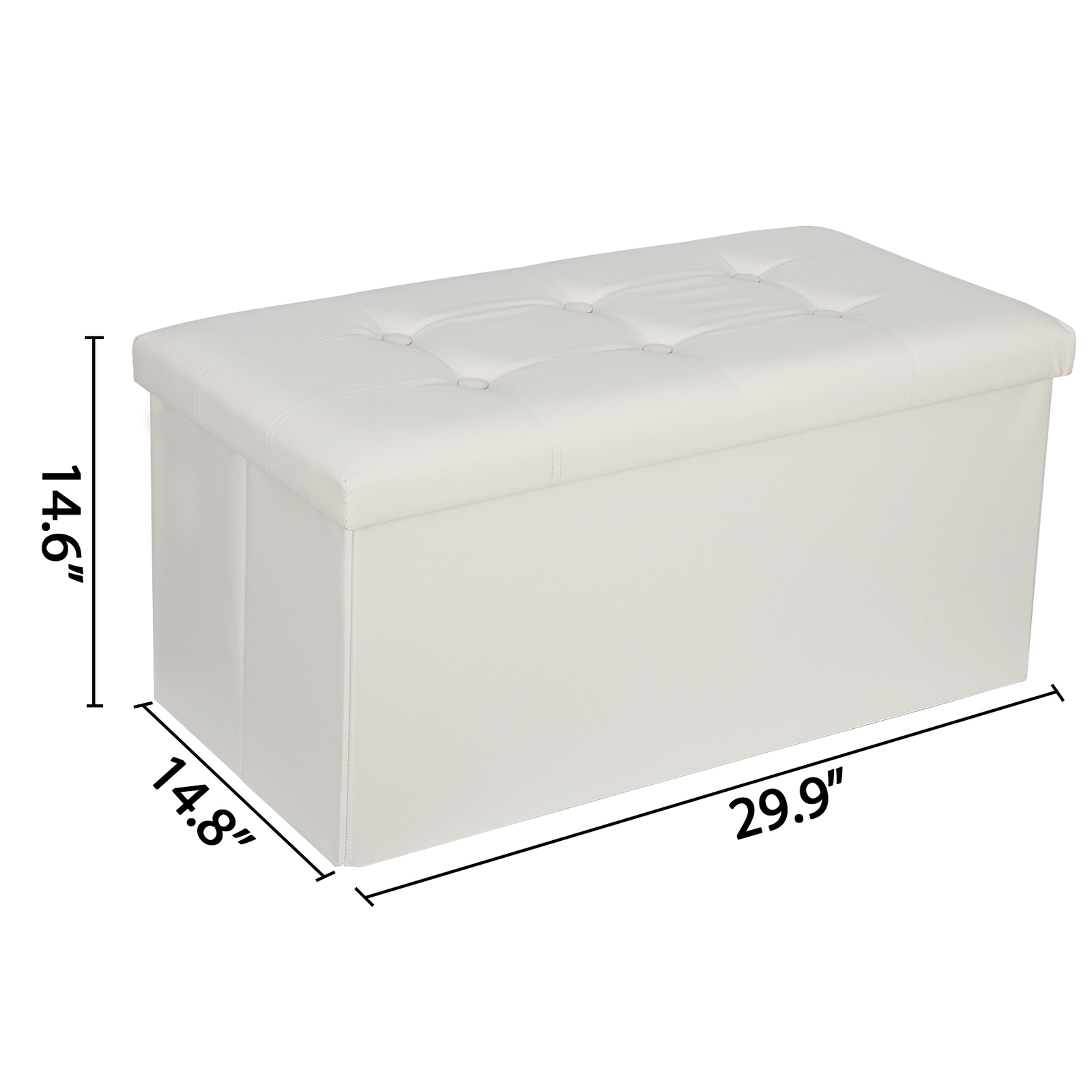 Durable 30" Ottoman Storage Bench Chest Folding Footstool W/Removable Lid Beige