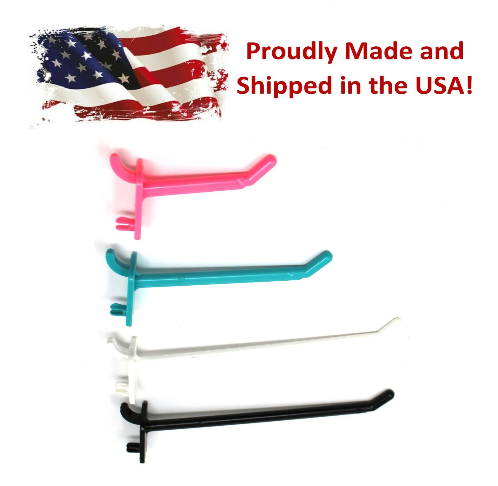 2", 4", 6" Plastic Pegboard Hooks Garage/Tools/Storage/Crafts/Multi-Colors/packs