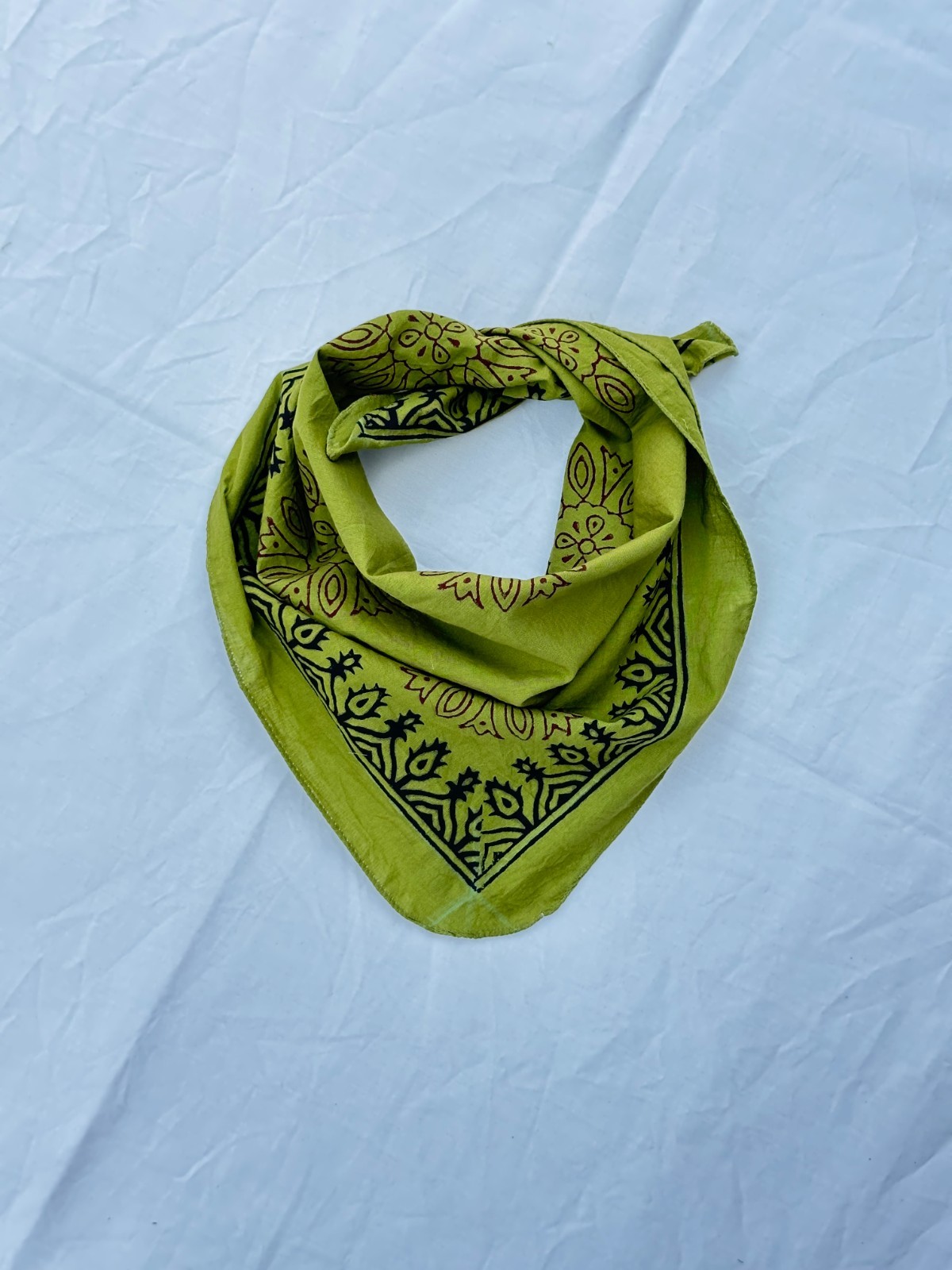 Hand Block Printed Floral Bandana 100% Cotton Head Scarf Boho Flower Print