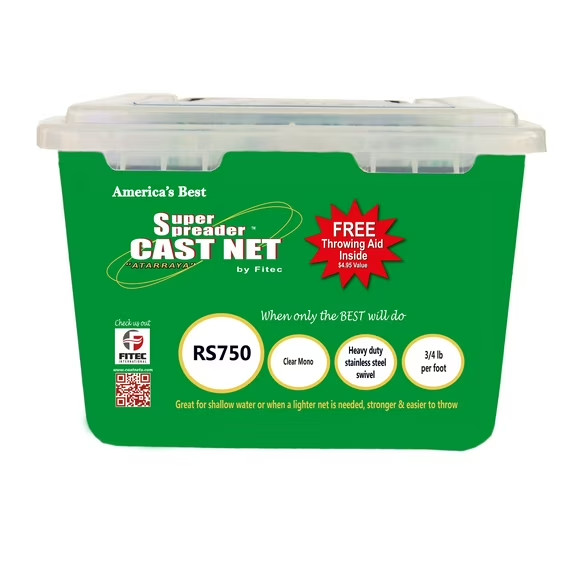 Fitec Super Spreader RS750 Cast Net White Nylon 4 ft. x 3/8 in, Mesh, 3/4 lbs