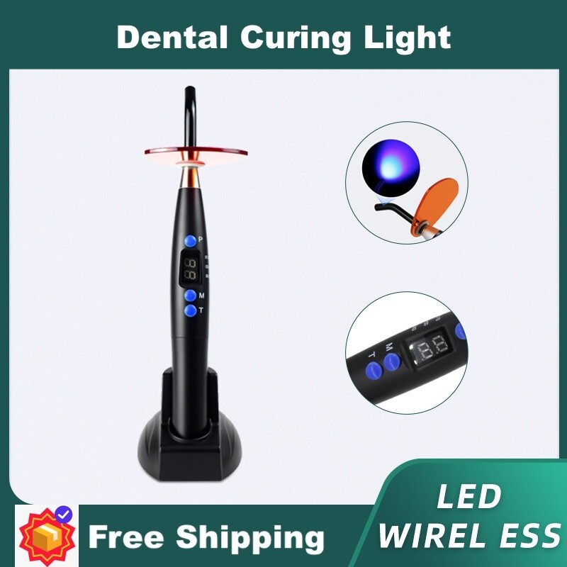 Metal Dental Cordless LED Curing Light Orthodontics Whitening Lamp 2200MHZ