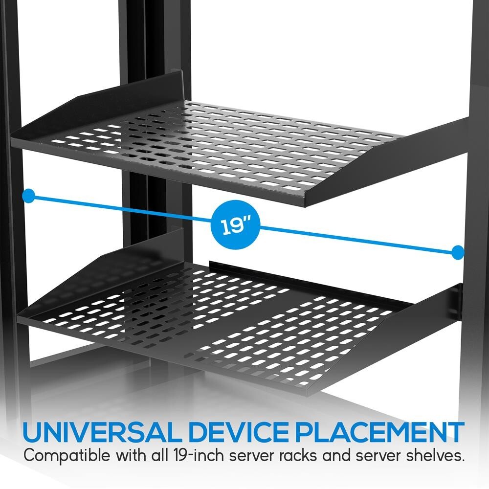 Pyle 2U 19in Wall Mount Server Rack Shelves - Universal Device Mounting Tray