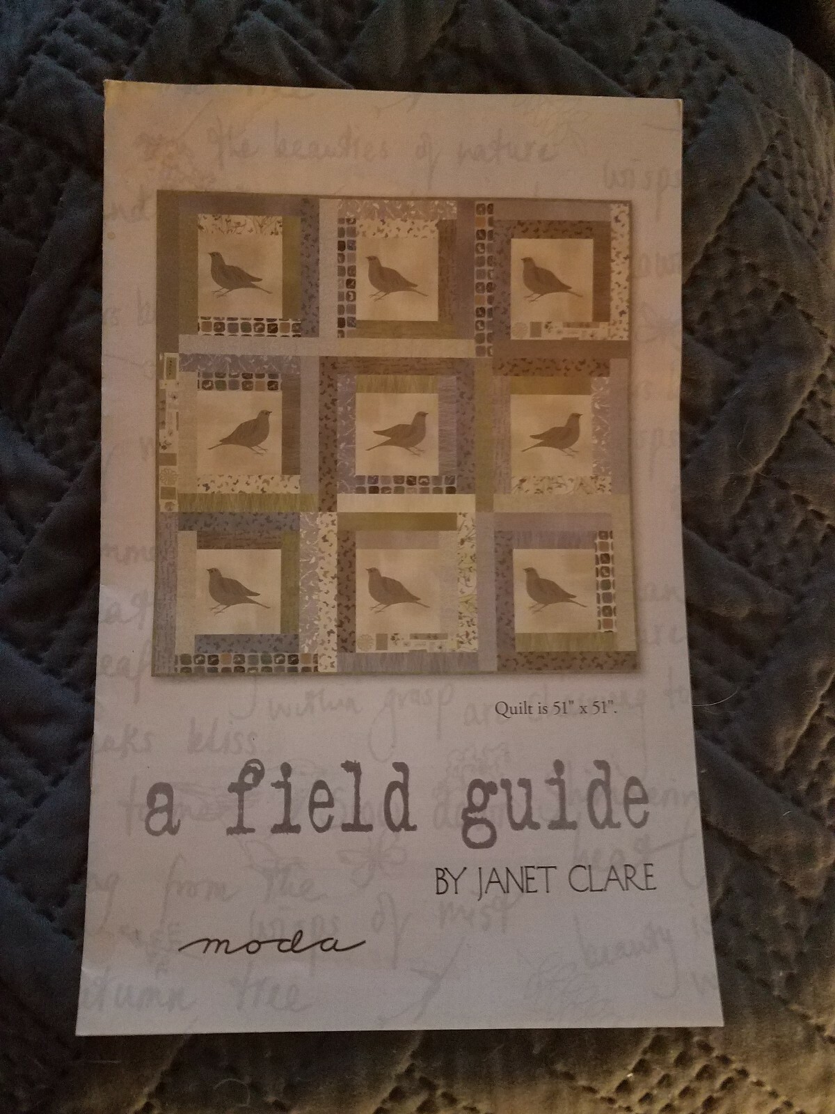 A Field Guide - quilt pattern project sheet by Janet Clare for Moda Fabrics