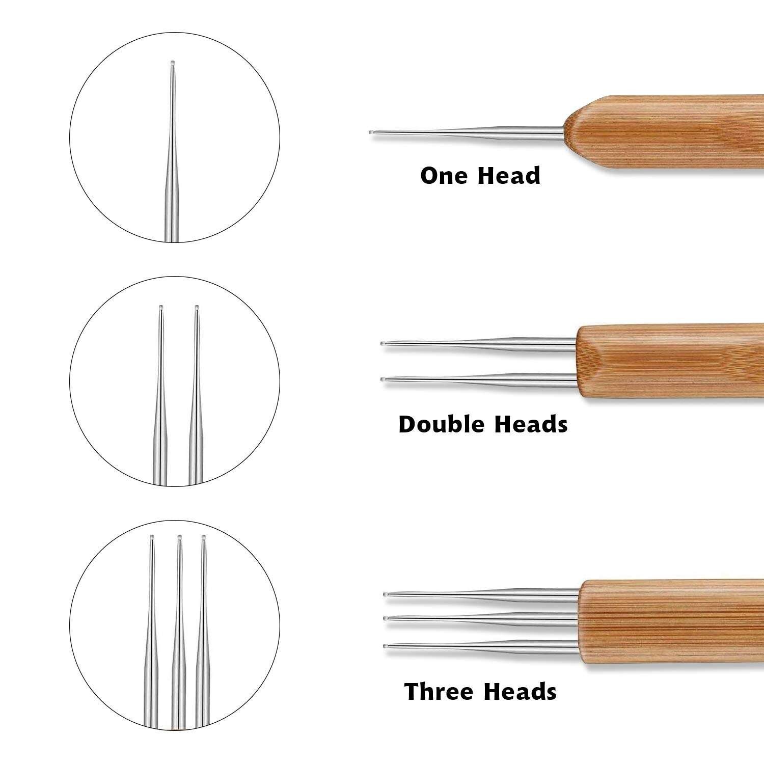 Bamboo Handle Dreadlock Hook Crochet Needle Tool Braiding Hair Locking Tool