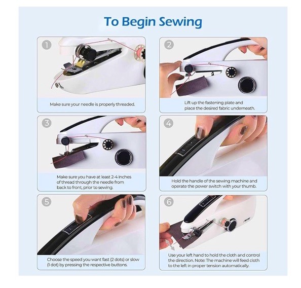 Handheld Sewing Machine for Beginners, Portable Mini Hand Sewing Machine