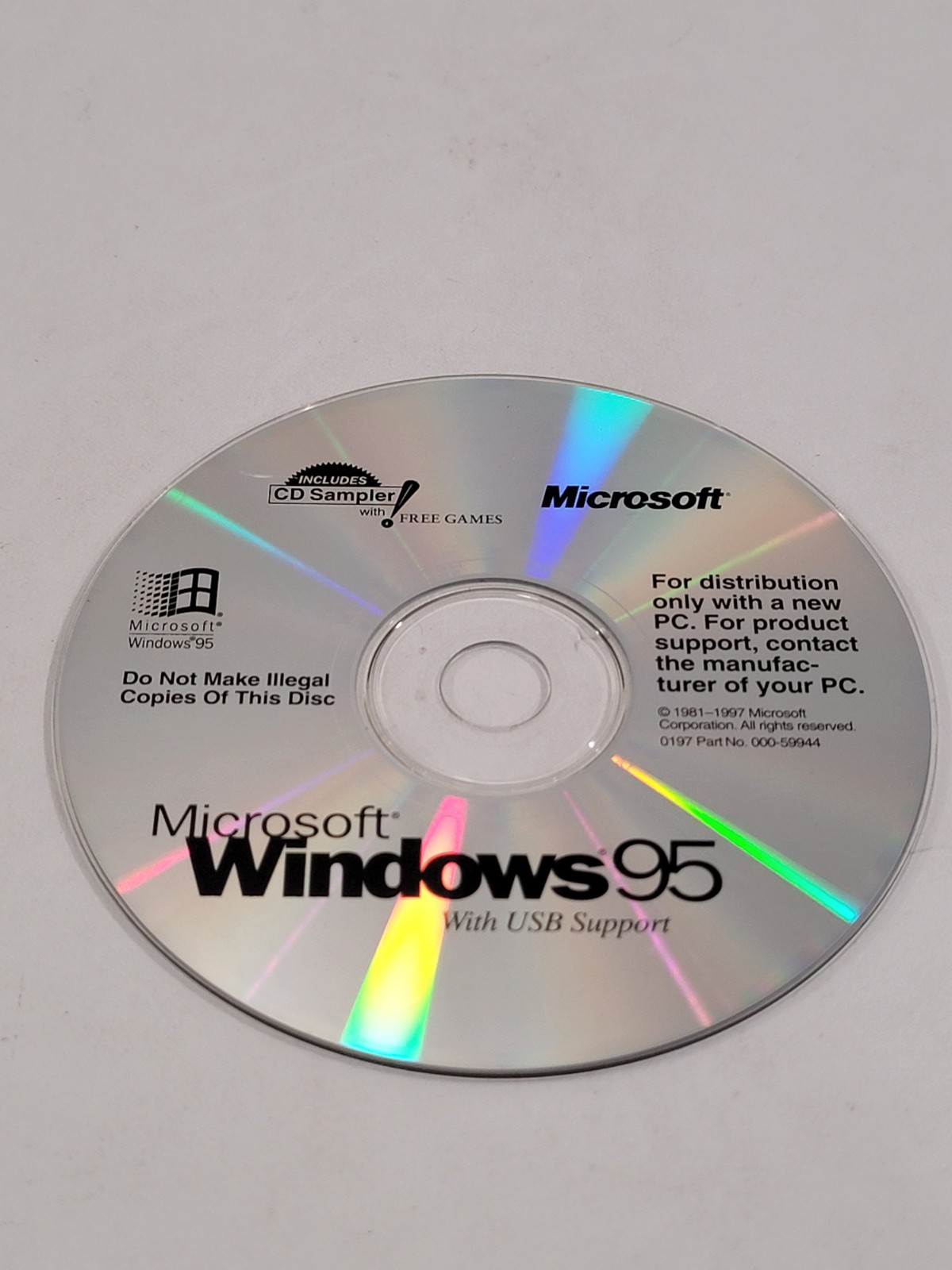 Microsoft Windows 95 Software (PC CD-ROM, 1995) DISC ONLY