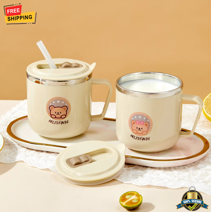 Cute Capybara 316 Stainless Steel Insulated Kids Cup with Straw 270ml