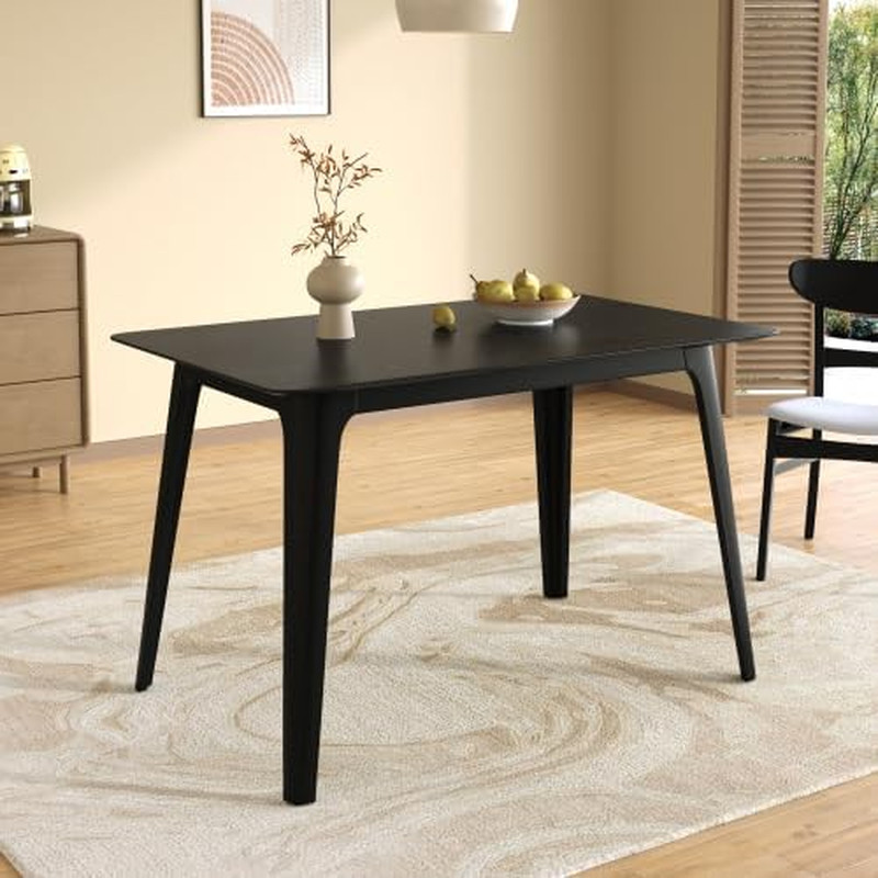 Bengi Mid - Century Modern Dining Table for 4 People, Rubberwood Kitchen Table w
