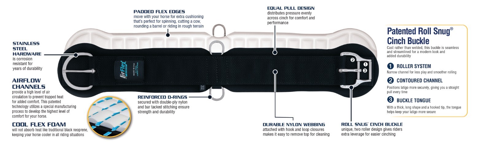 Weaver Leather, AirFlex® Roper Cinch with Flat Buckles