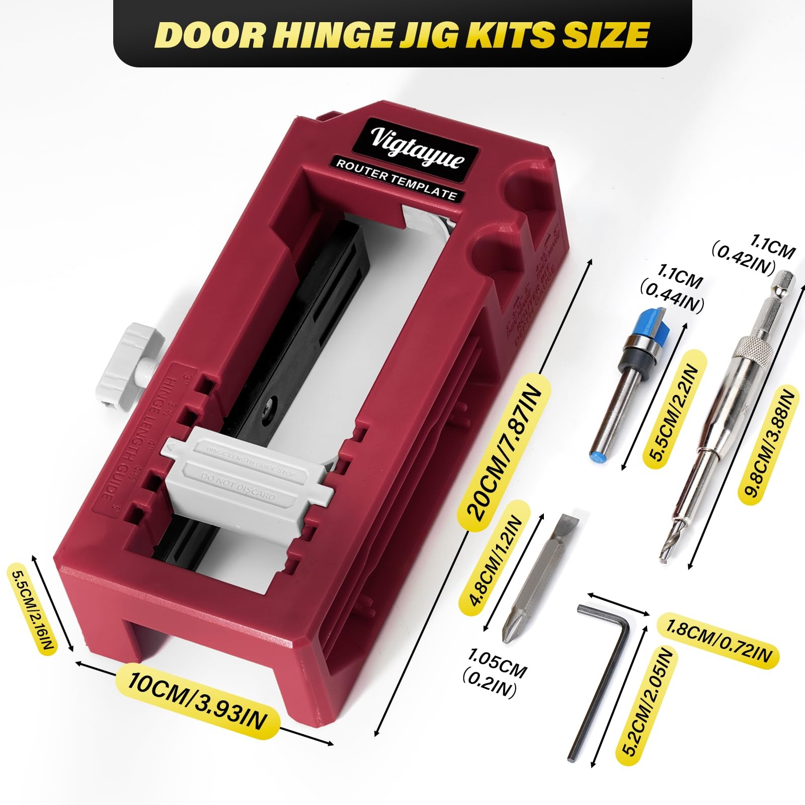 Door Hinge Jig, Mortiser, Router Template Fits for Hinges Red