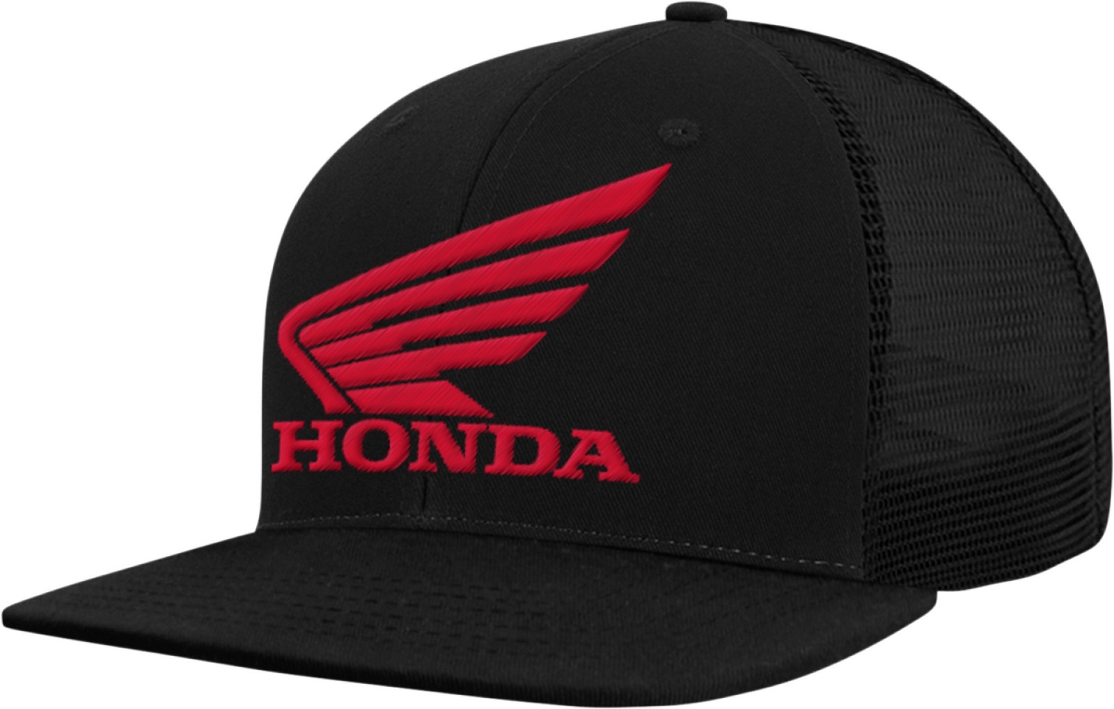 Licensed Honda Wing Flat Bill Snapback Hat Black/Red
