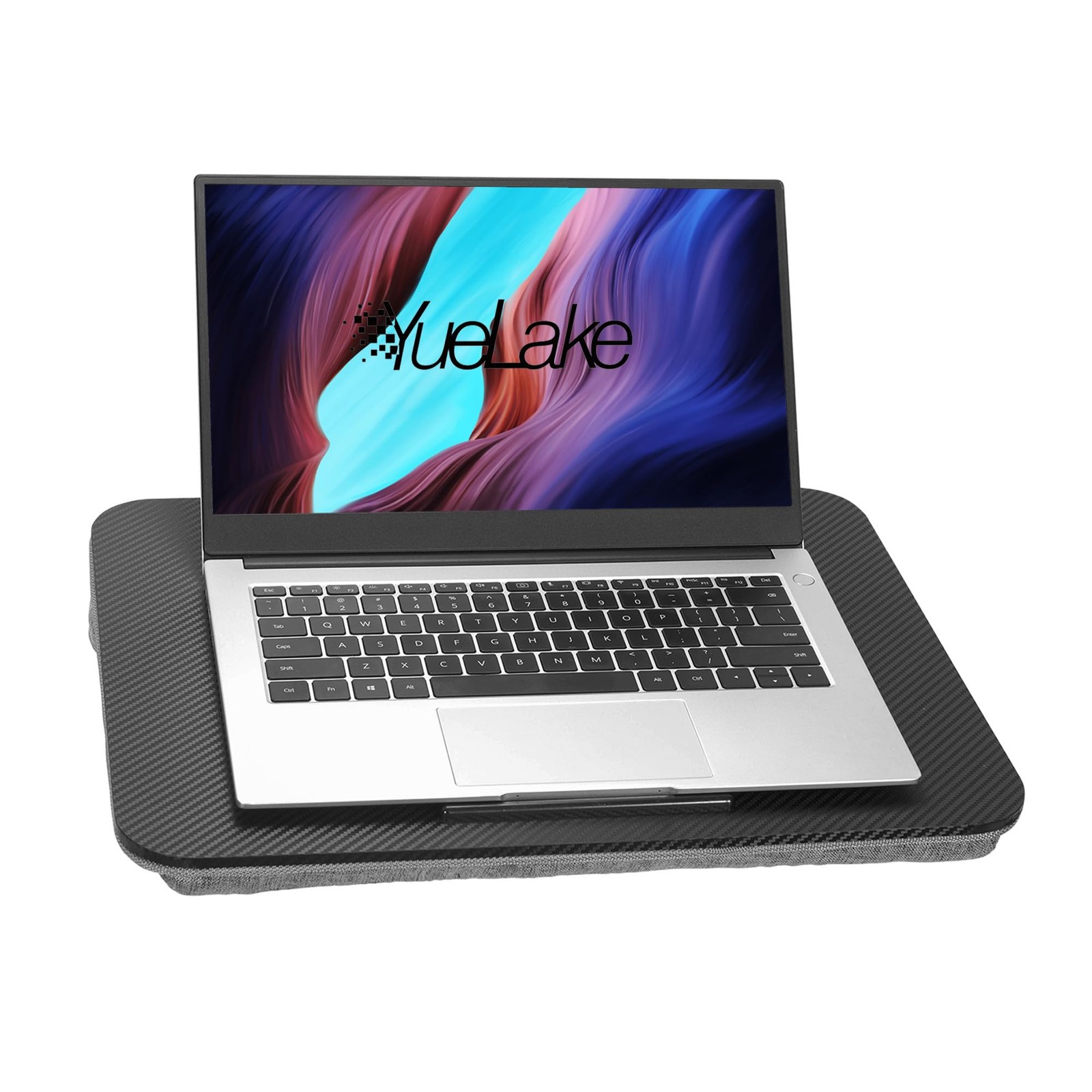 Portable Laptop Desk Fits Up to 16“ Laptops, with Tablet Slot, Built-in Cushi...
