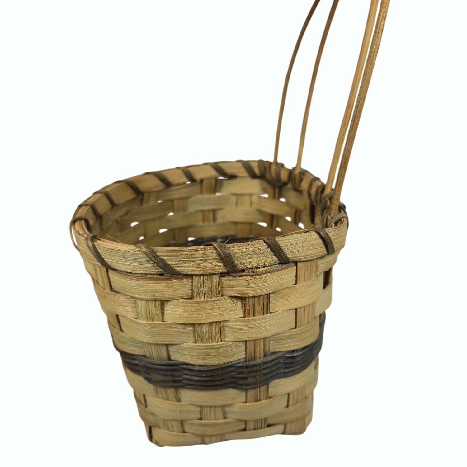 Handcrafted Woven Bow Basket Double Arch Handle Natural Rustic Storage decor