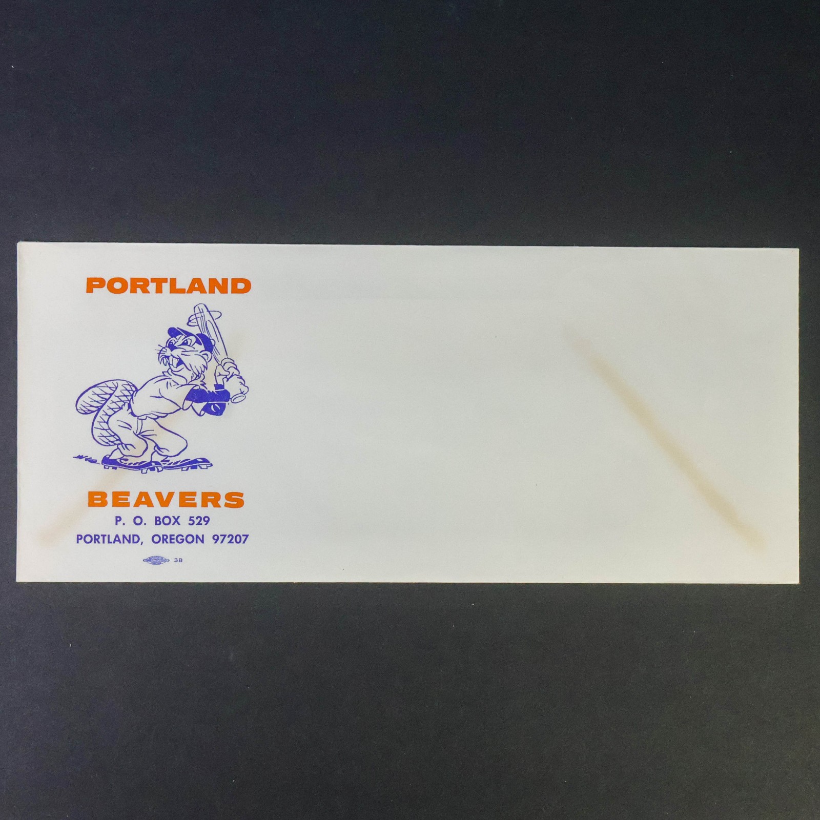 Vintage 1960s Portland Beavers PCL Baseball Team Logo Envelope 9.5" #10 Unused