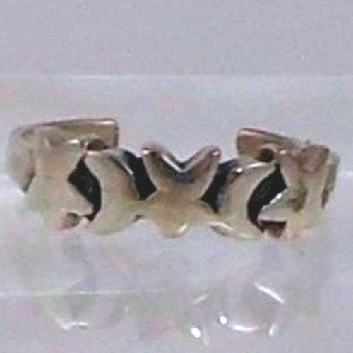 Vintage Sterling Silver 925 Celestial Moon Star Adjustable Toe Ring Pinky Ring