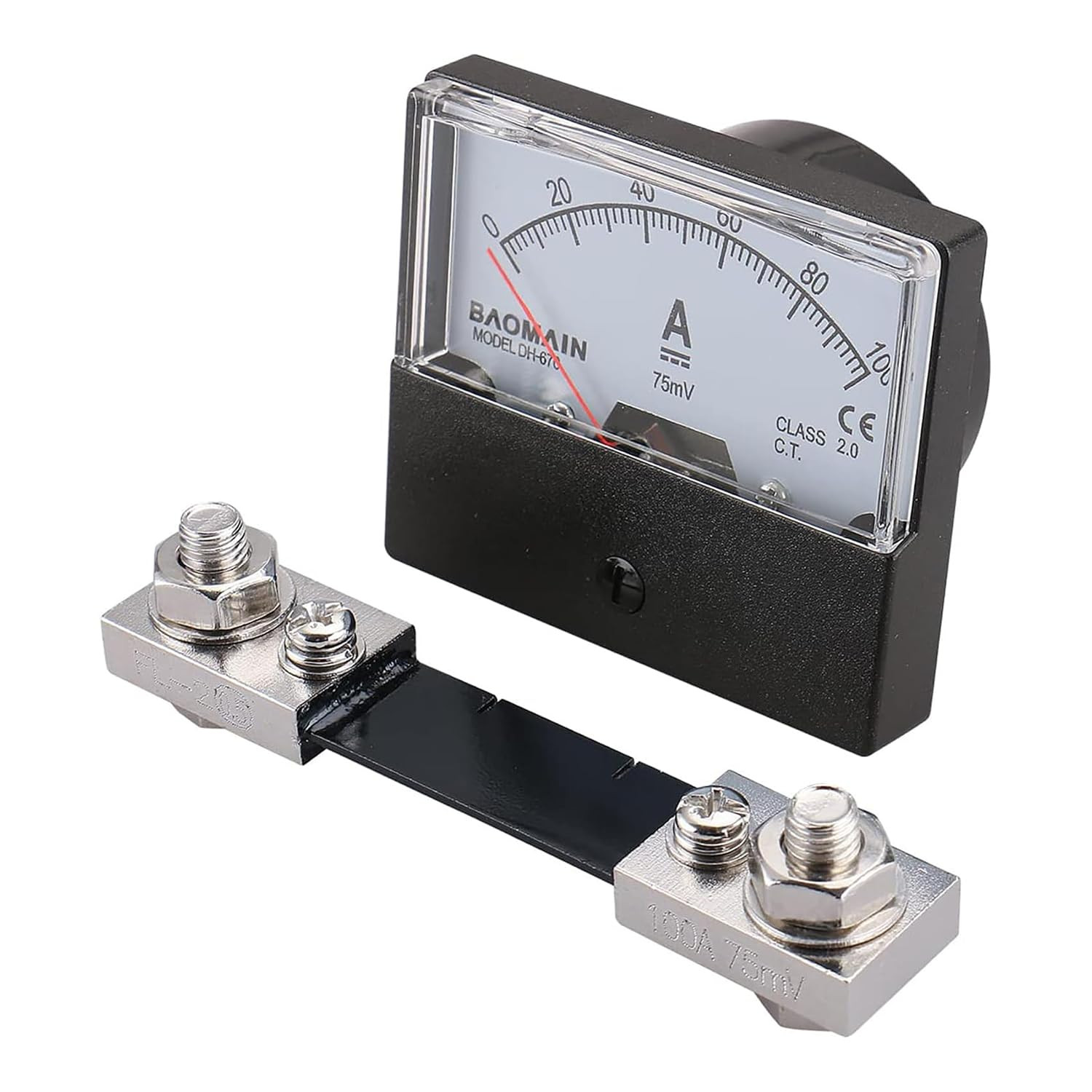 DH-670 DC 0-100A 75Mv Analog Panel Amp Ammeter with Shunt | DC 0-100A 75Mv Panel