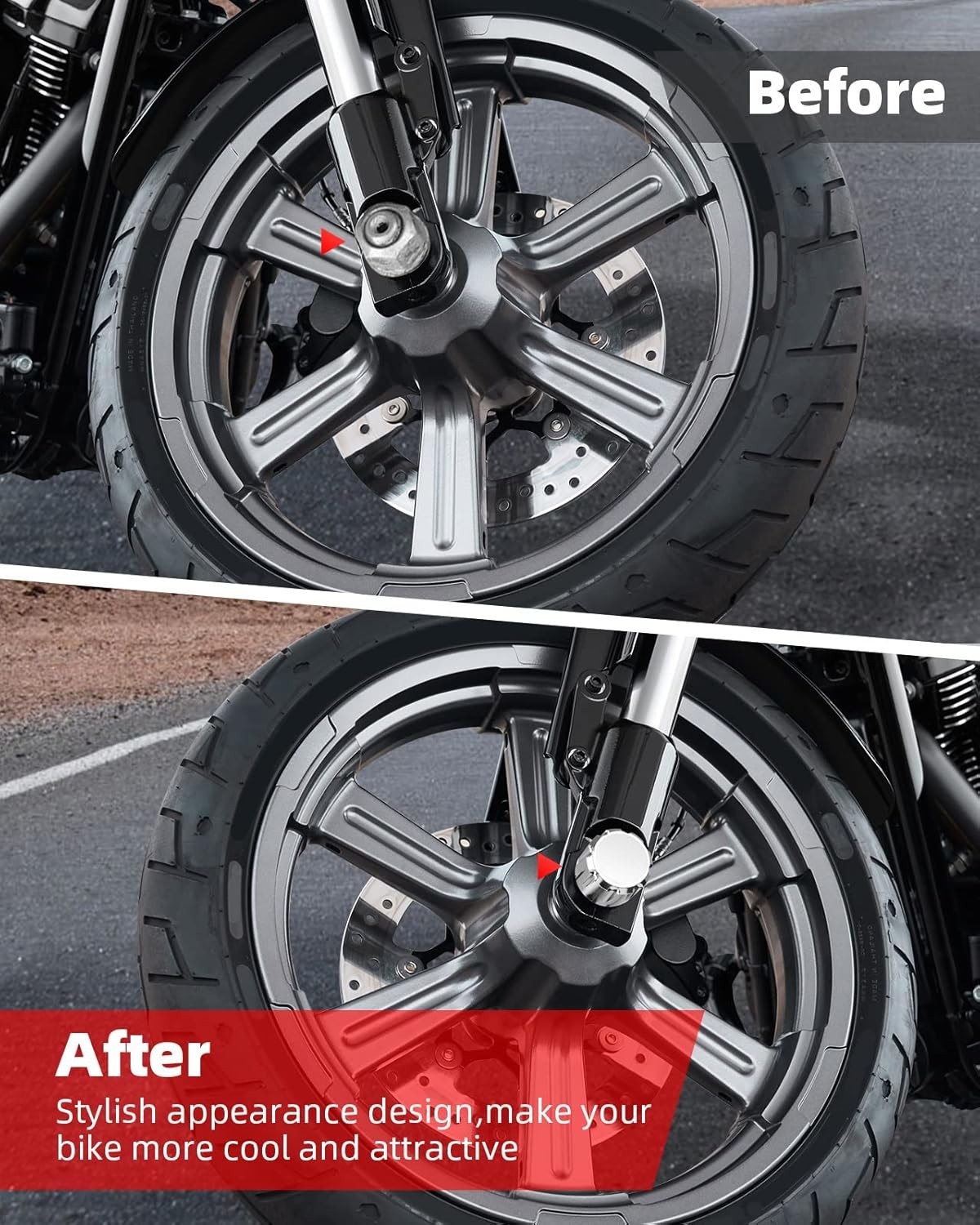 Chrome Front Axle Nut Covers Axle Nut Caps Compatible for Harley Davidson Spo...