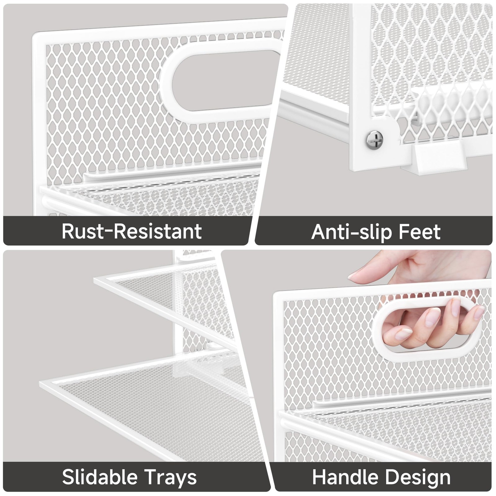 6Tier Metal Mesh Desk Paper File Organizer Handle Stackable Letter Tray