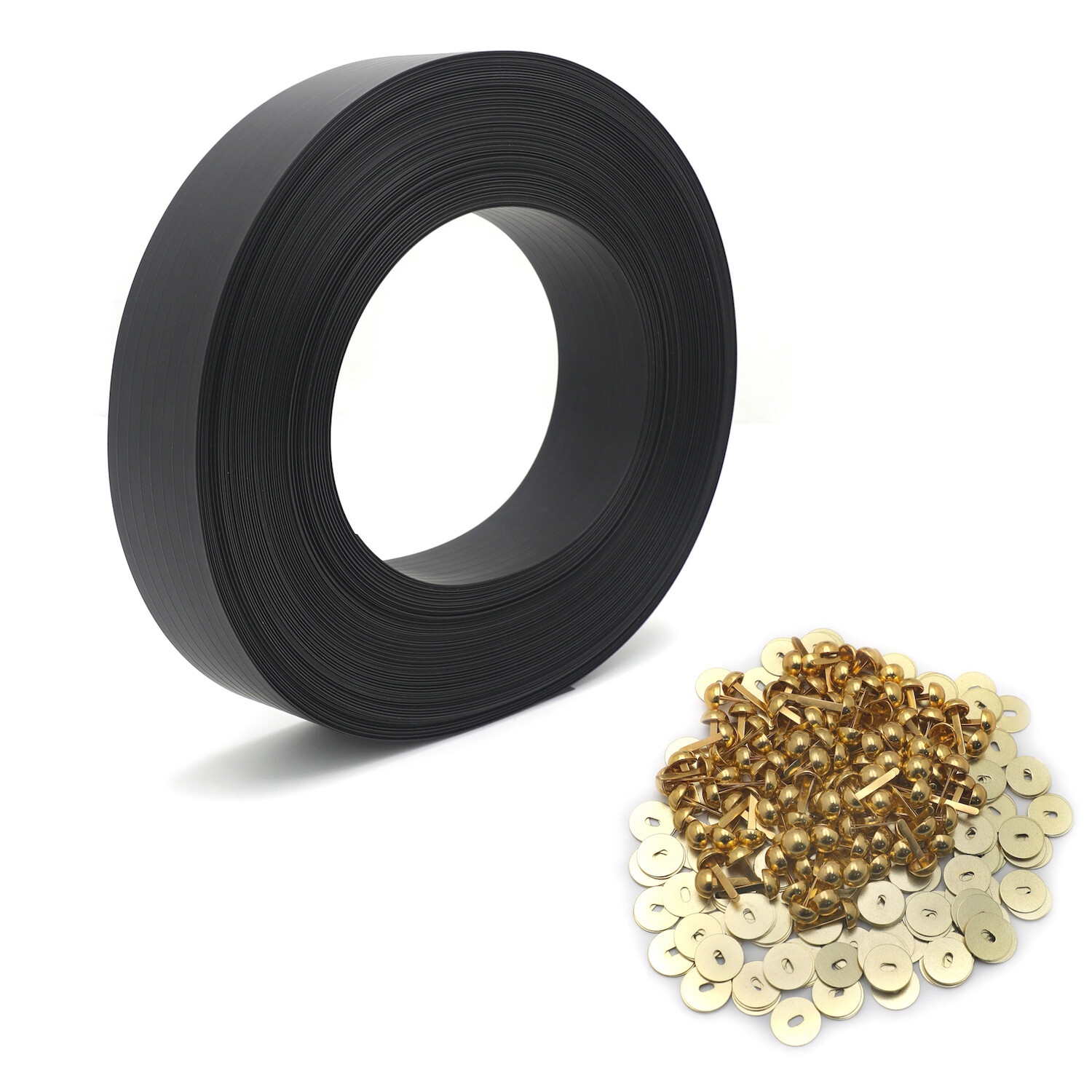 Chain Link Fence Privacy Slats Tape w/ Brass Fasteners, Black, 1.8 in x 250 ft