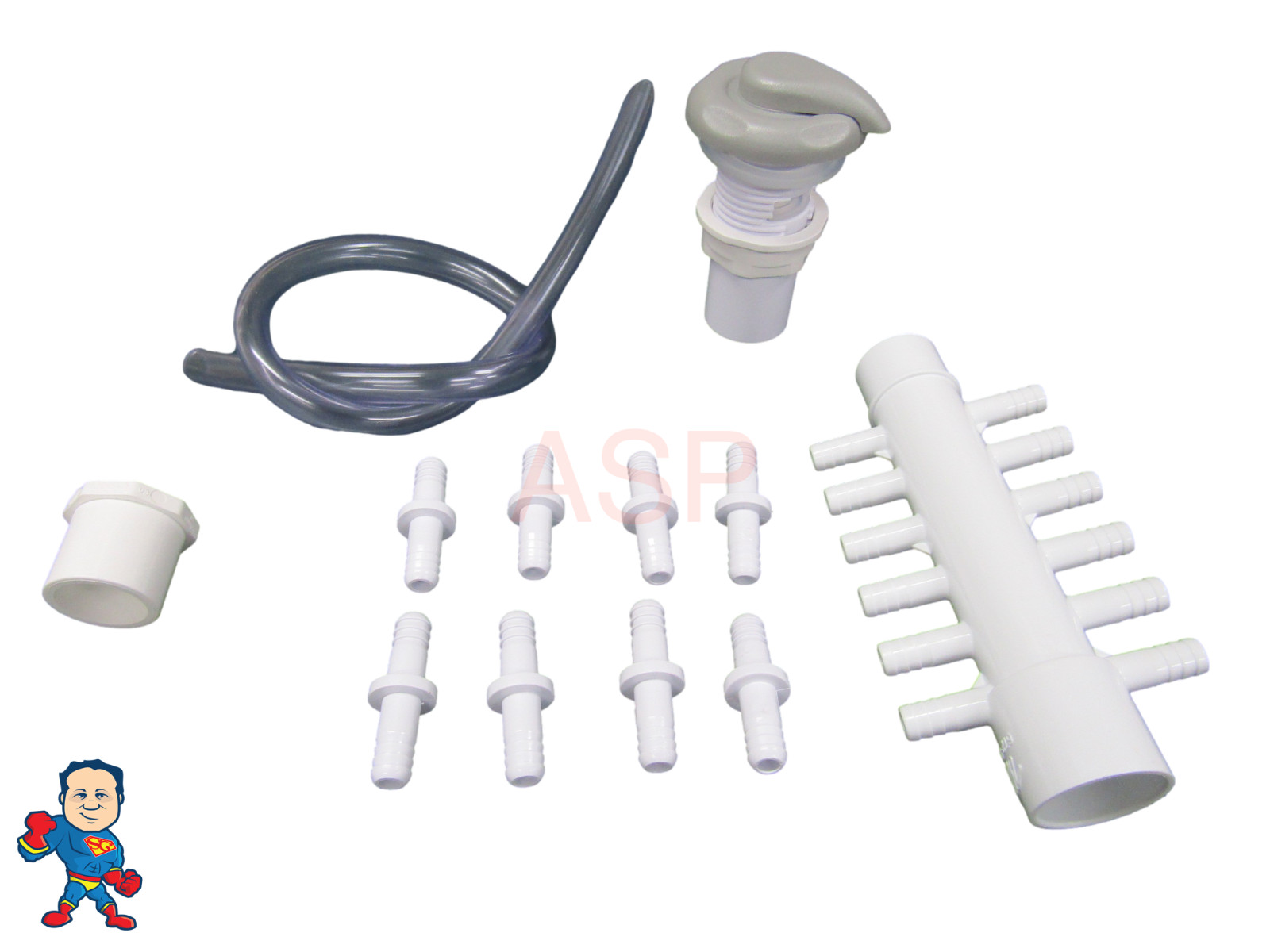 Air Manifold 12 & Control Valve Kit Gray 1" Spa Hot Tub Universal