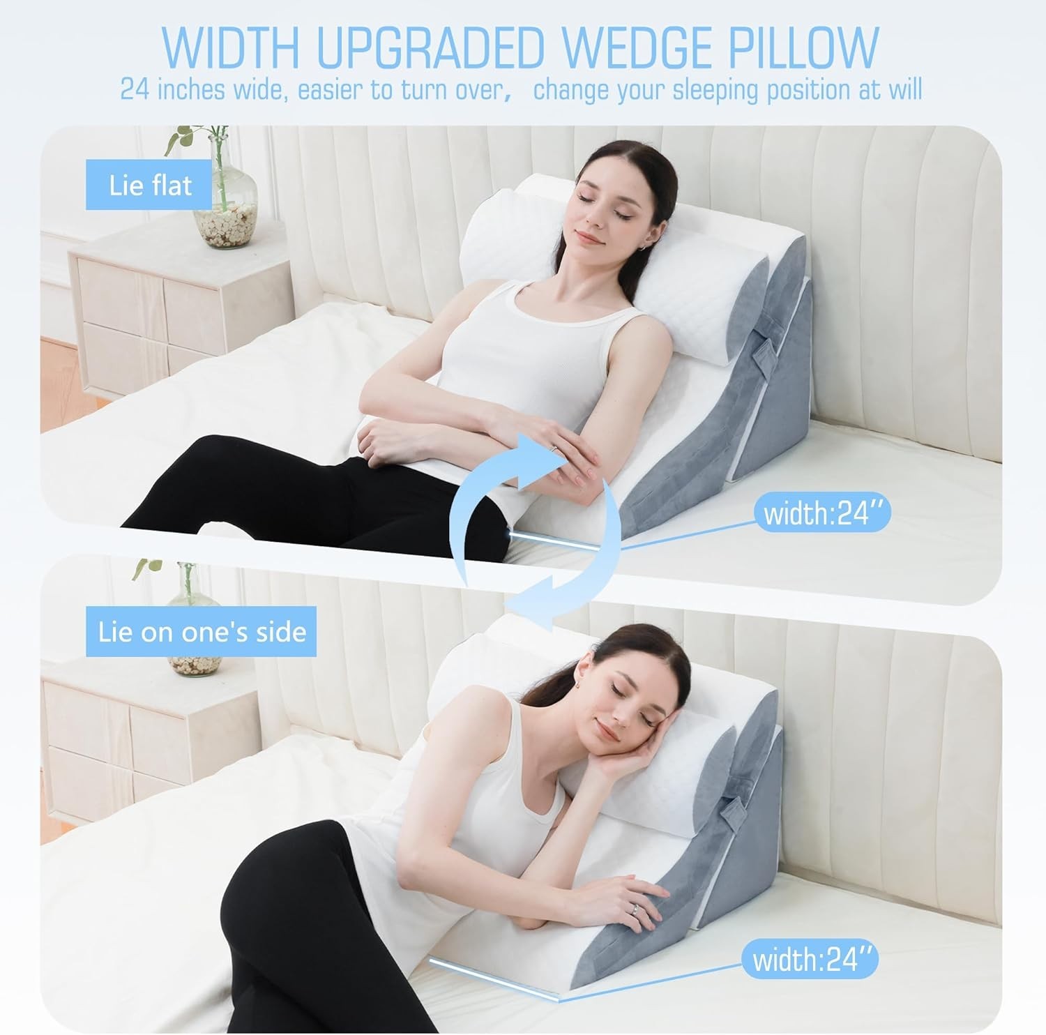 Memory Foam Wedge Pillow for Adults Multi-Position Support Bed Pillow Sitting Up