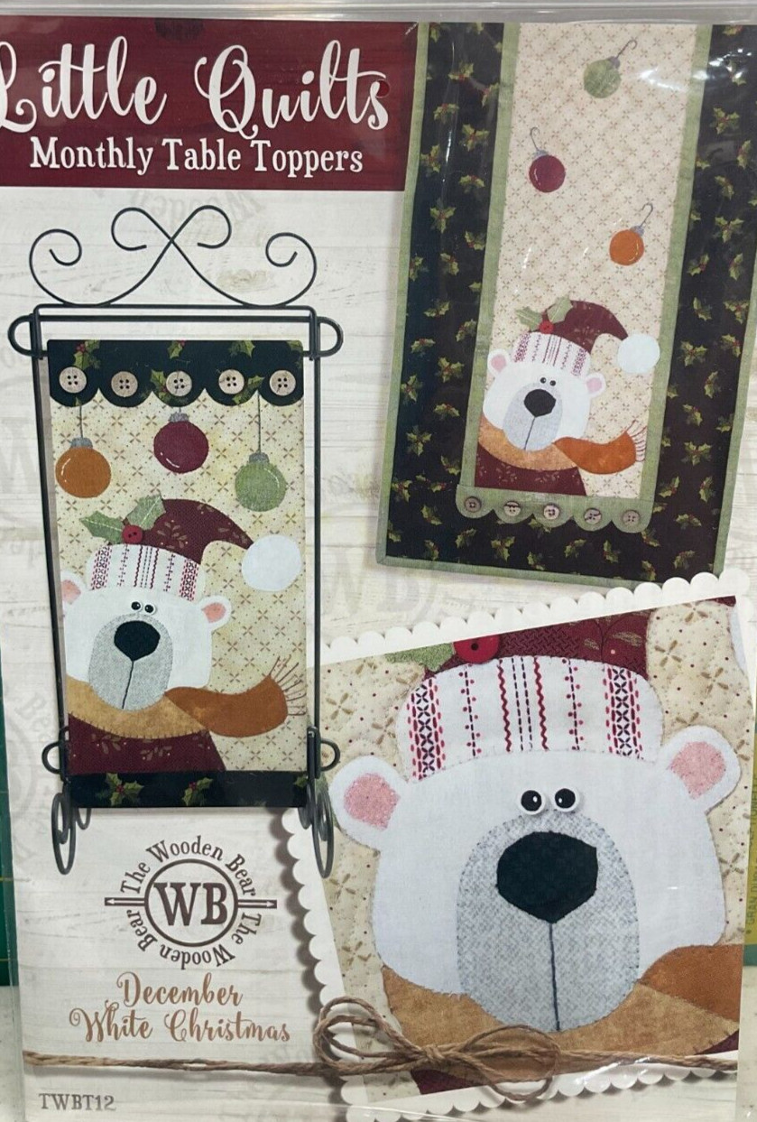 THE WOODEN BEAR-LITTLE QUILTS MONTHLY TABLE TOPPERS #TWBT12-DEC./WHITE CHRISTMAS