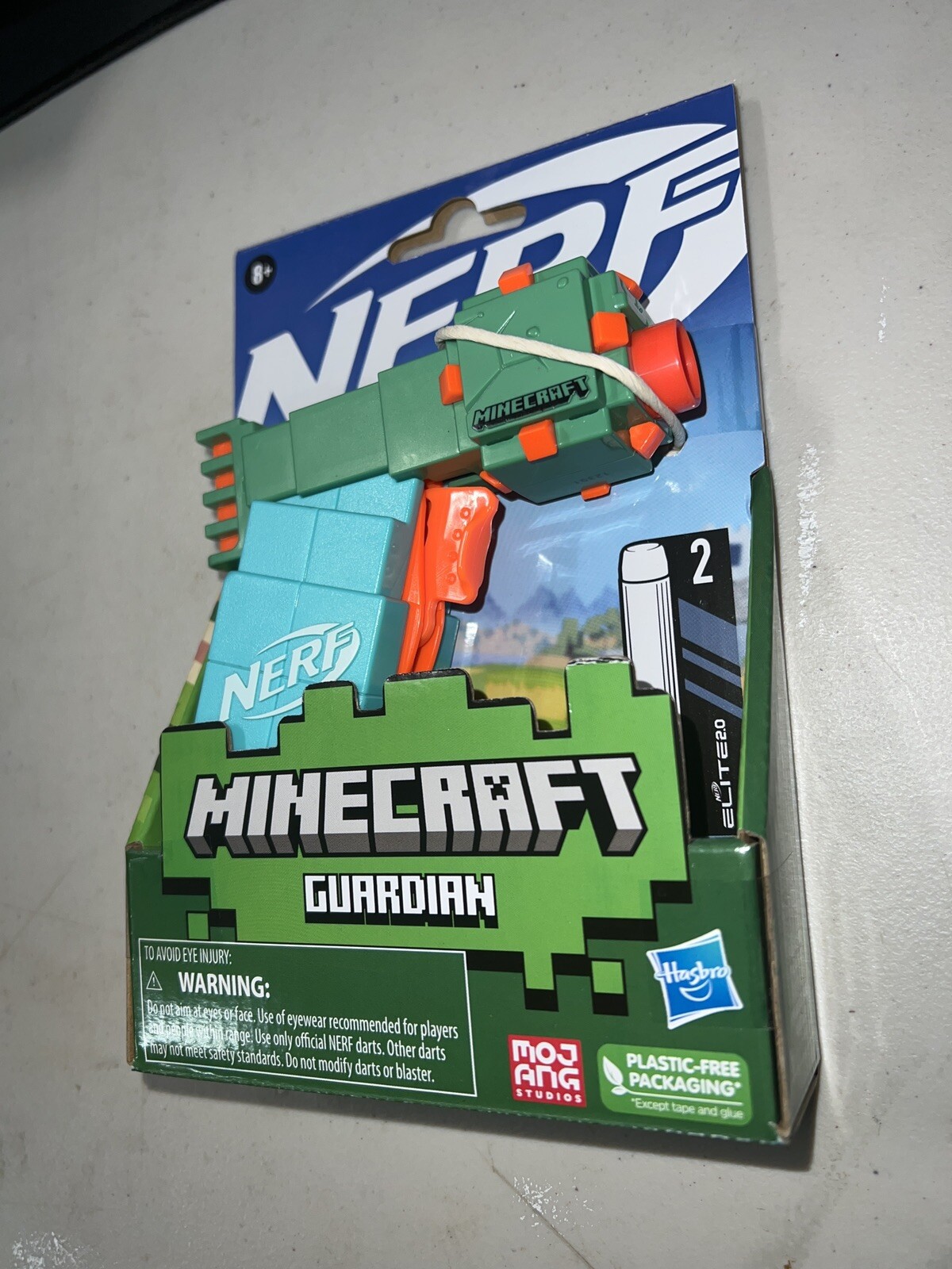 NERF MicroShots Minecraft Guardian Blaster 2 Official Elite Darts Priming Handle