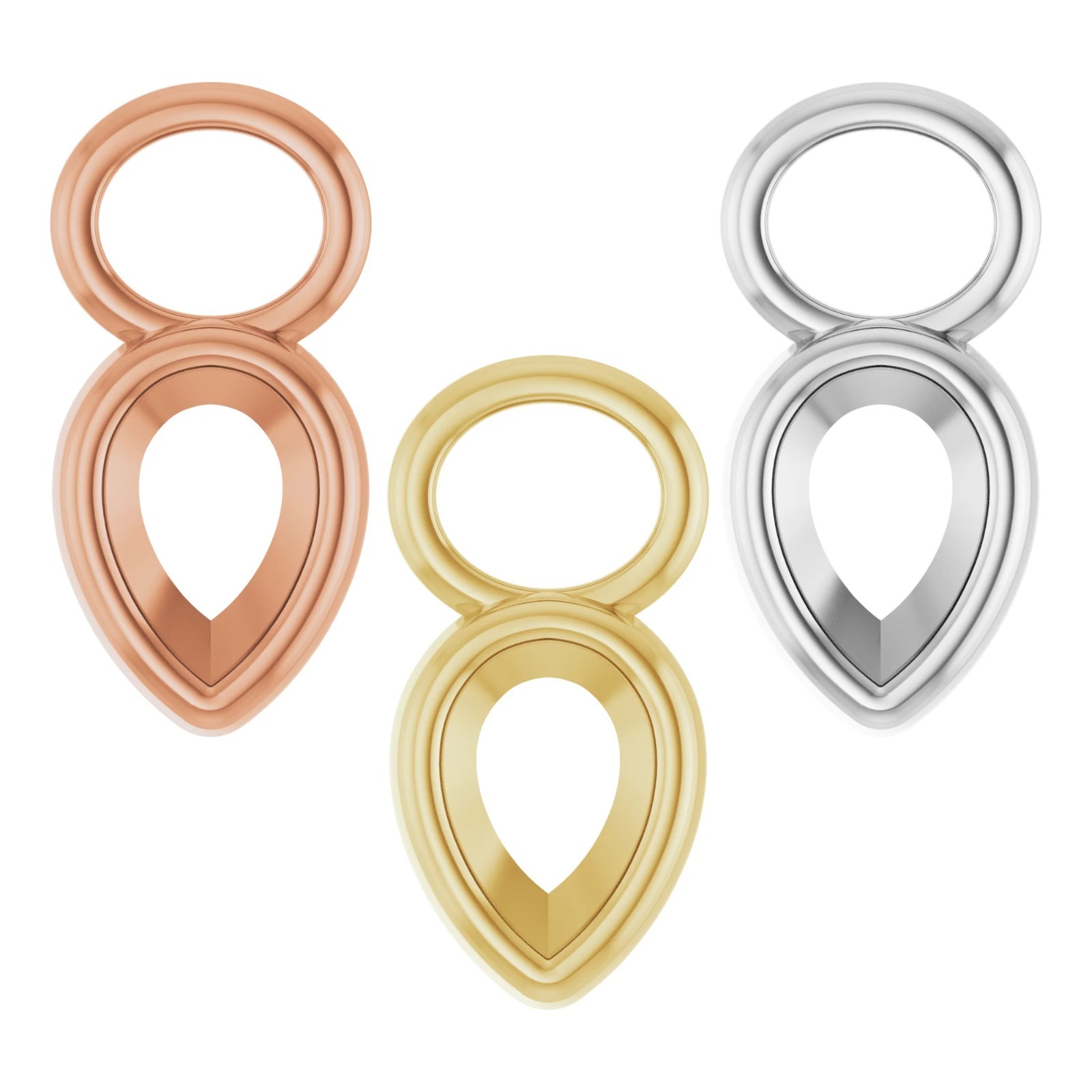 10K 14K 18K Gold, Platinum & Silver 6x4 mm Pear Bezel-Set Hoop Dangle