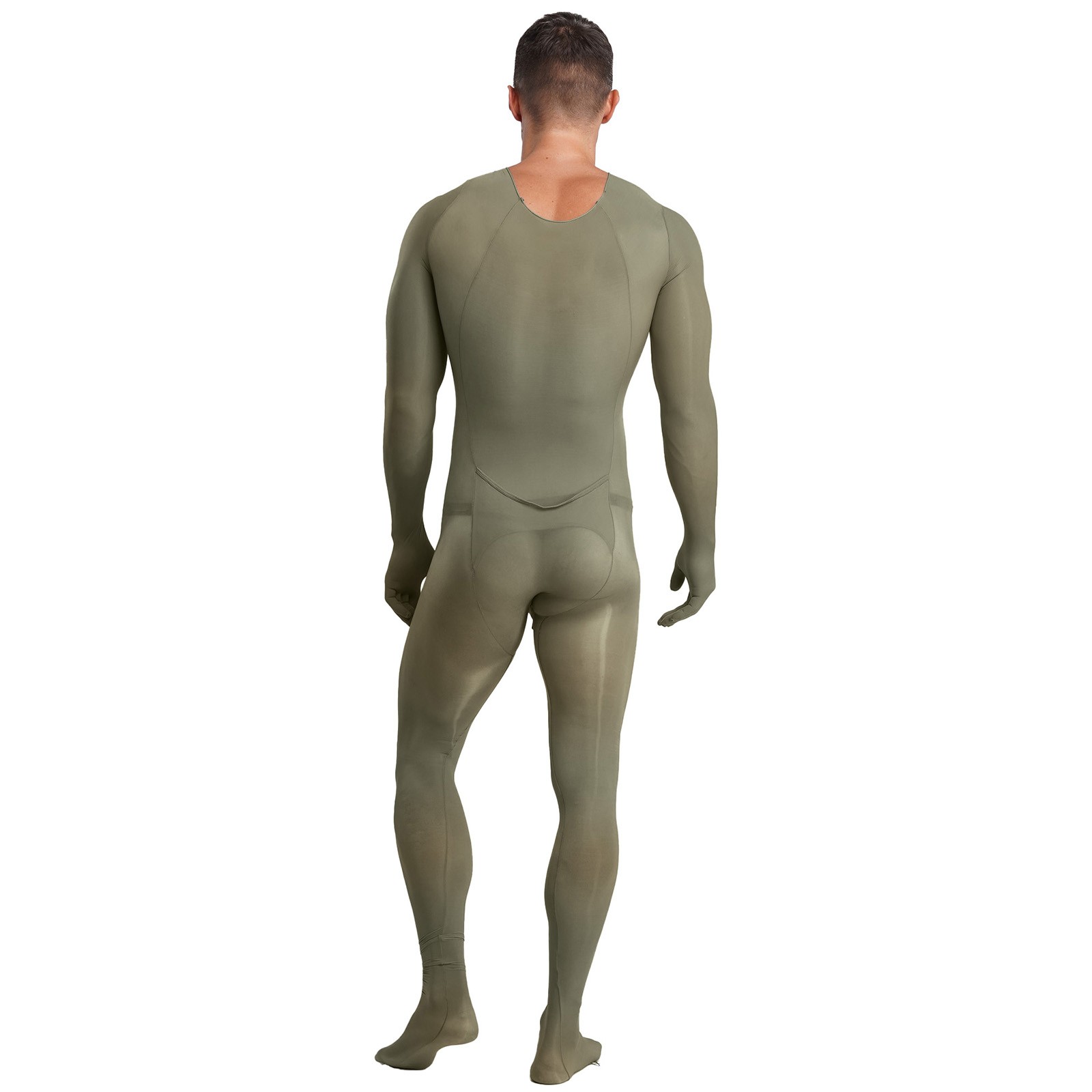 Men Unitard One-Piece Bodysuit Full-body Jumpsuit Silky Nightwear Sissy Opaque