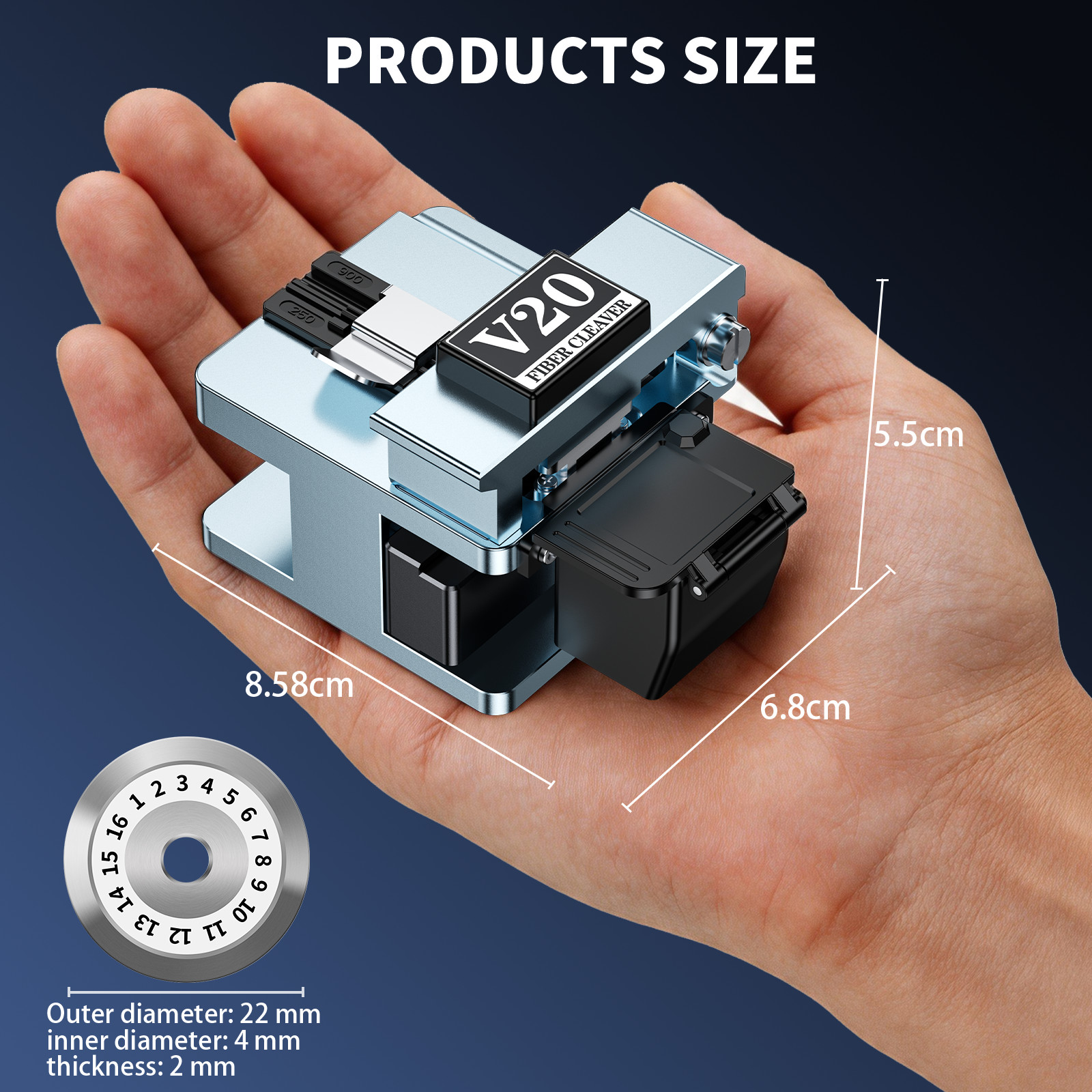 Professional FTTH Fiber Cutter with 16-Step Blade & Auto Return