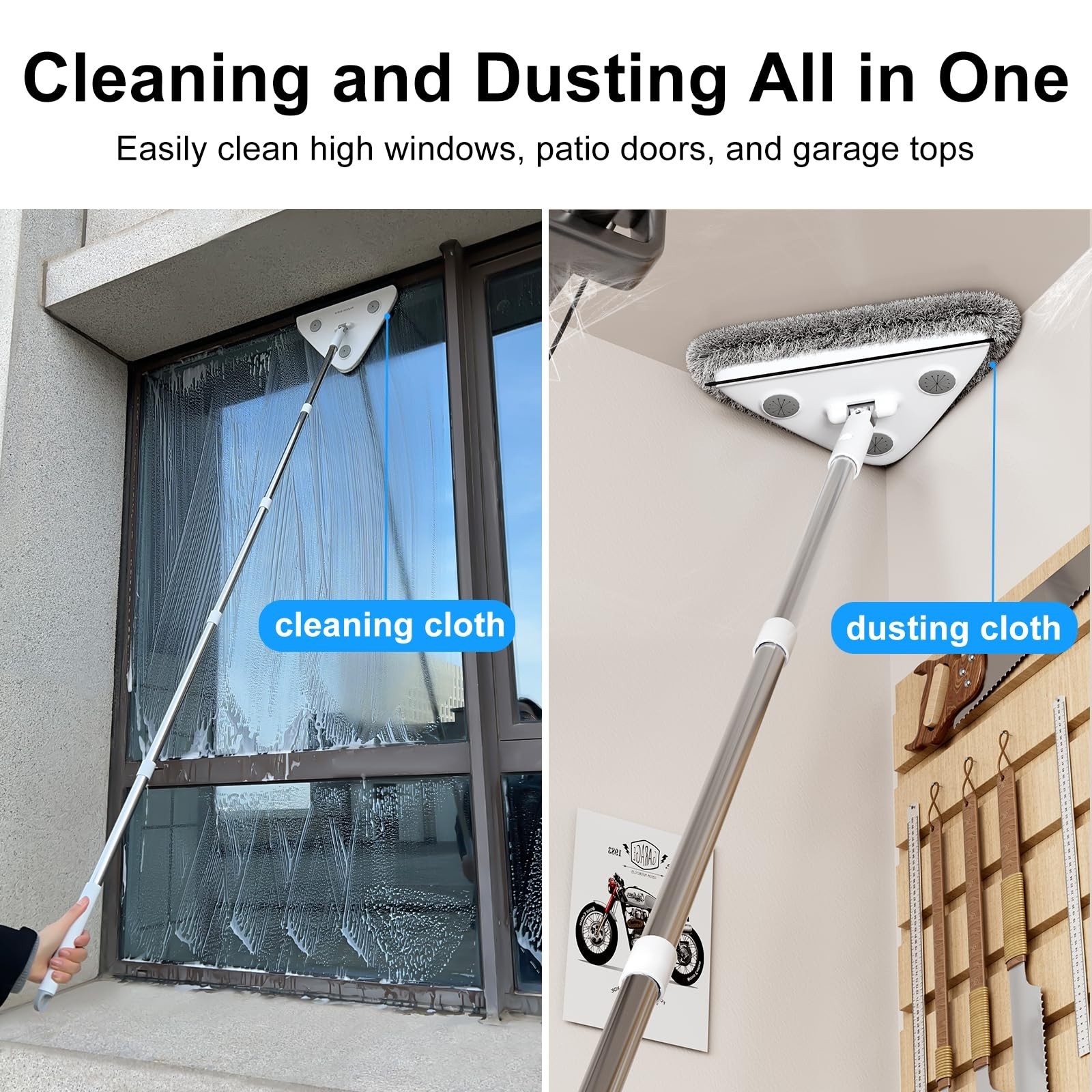 CTIME 78'' 3 in1 Professional Window Squeegee & Wall Mop : Window Cleaning Ki...