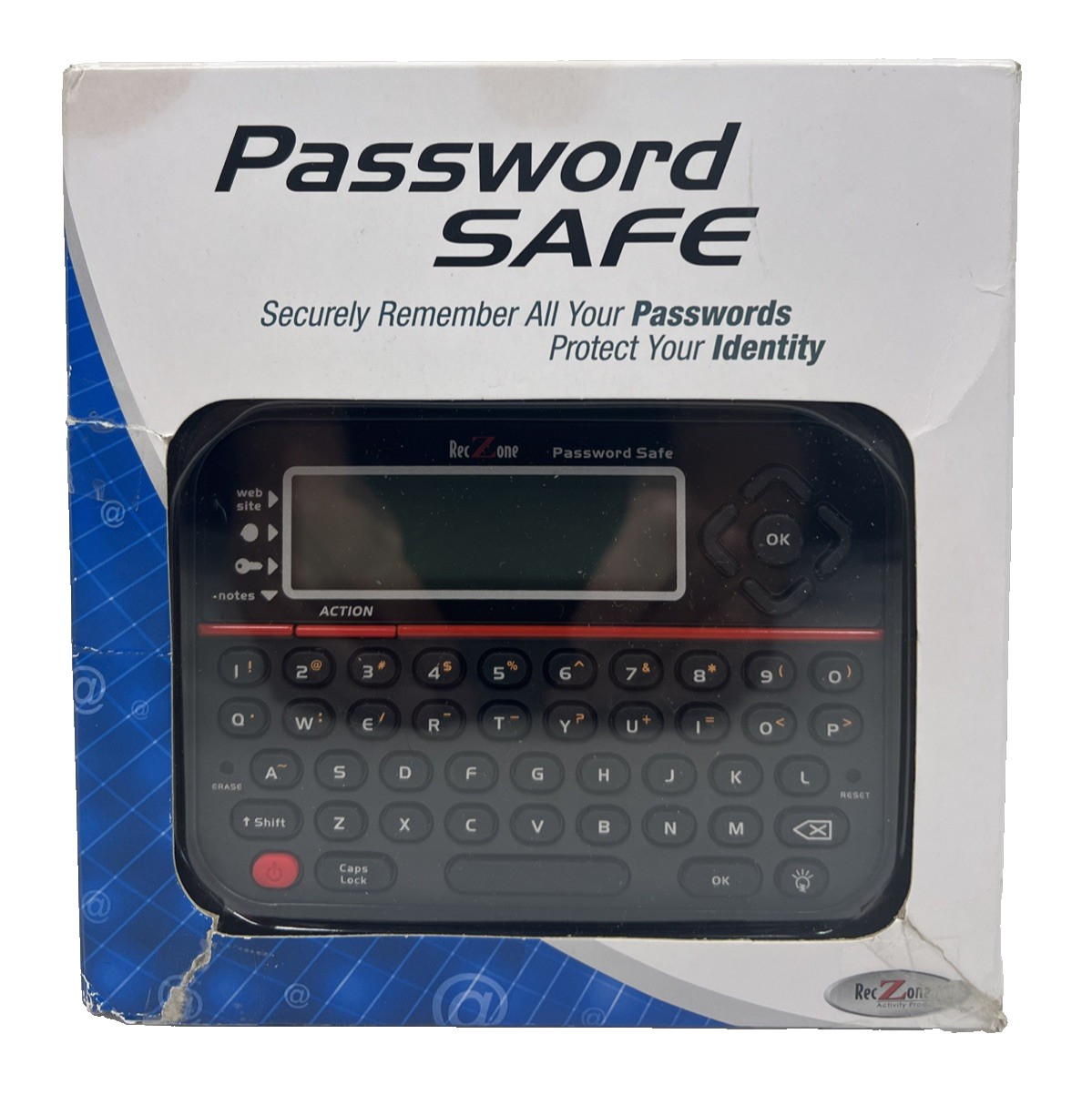RecZone Password Safe Model 595 Identity Protection QWERTY Keyboard LCD Screen