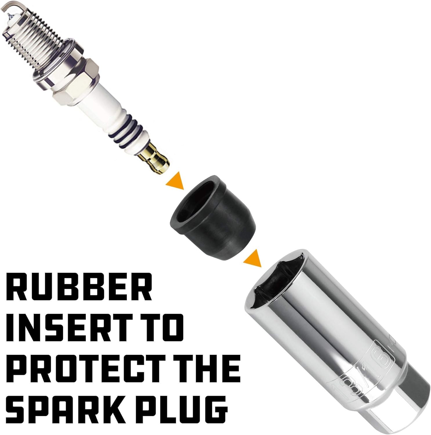 Powerbuilt 3/8-Inch Drive Spark Plug Socket Set, 6 Point, Plug, Grey