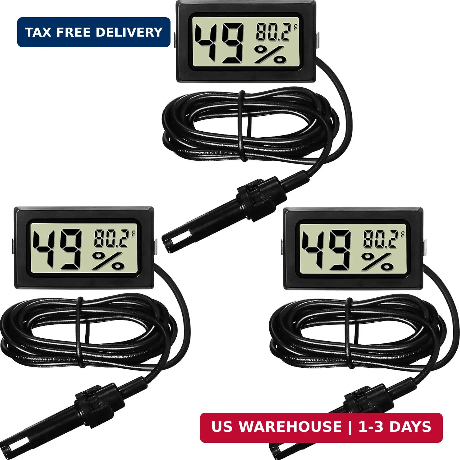 Mini Digital Temperature Humidity Meters Gauge with Probe Gauge LCD Fa