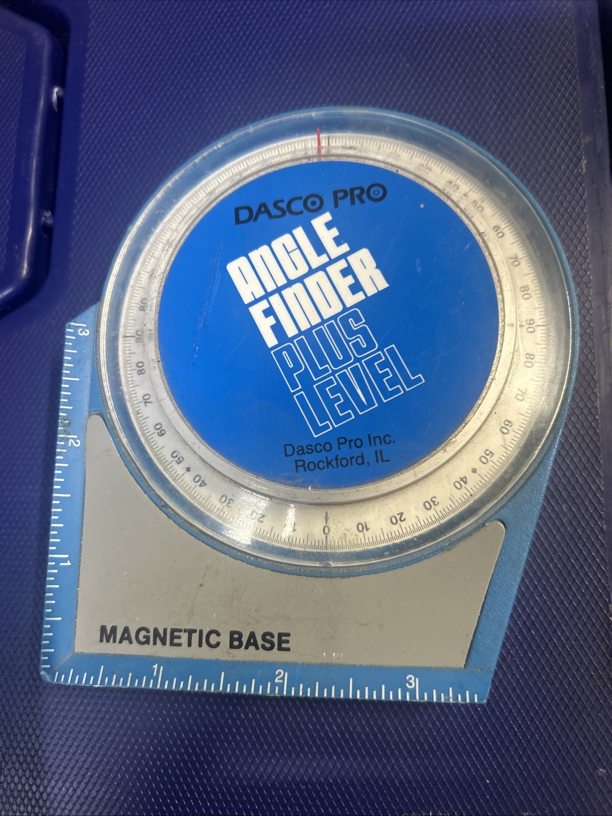 Dasco Pro Angle Finder Plus Level Magnetic Base Blue Silver 3x3in Plastic Metal