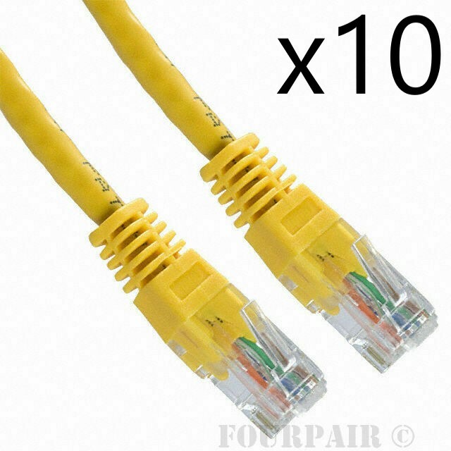 10 Pack Lot - 15ft CAT6 Ethernet Network LAN Router Patch Cable Cord Wire Yellow