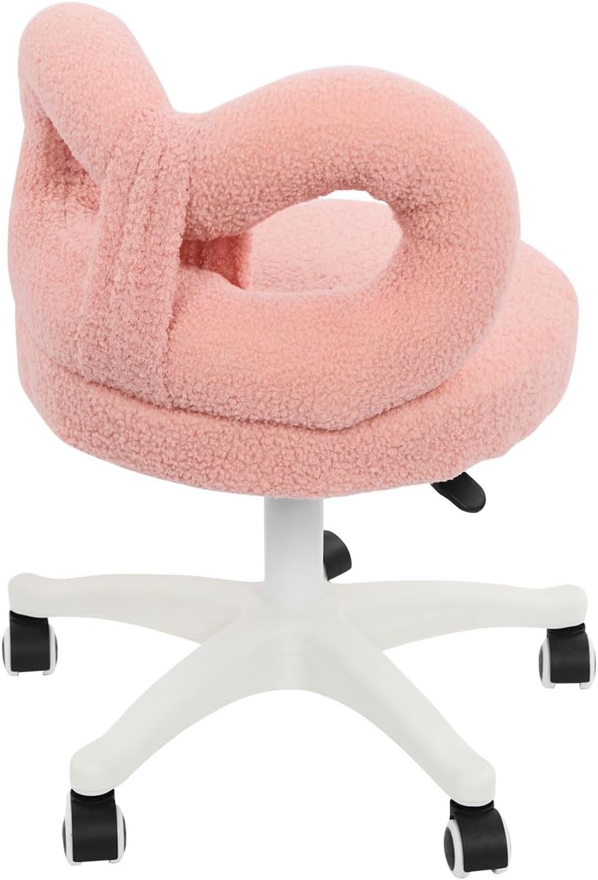 360�� Pink Swivel Computer Chair Height Adjustable Chairs with Wheels and Back