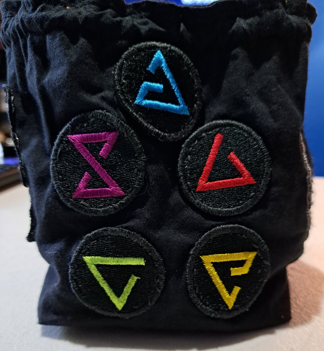 Witcher-Inspired Dice Bag. Embroidered Patches Hand-Sewn Onto Bag.