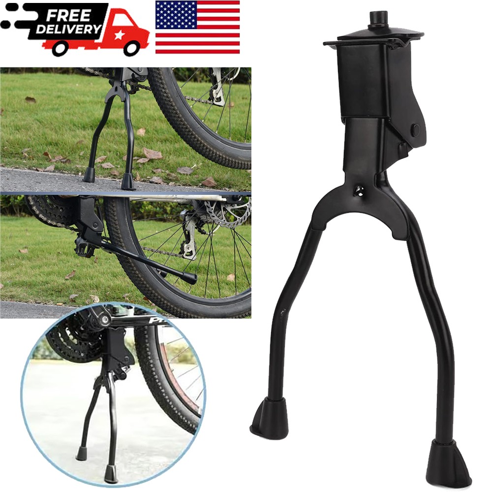 Bike Kickstand Double Leg Center Mount Foldable Stand Fits for 26" Bikes & Above