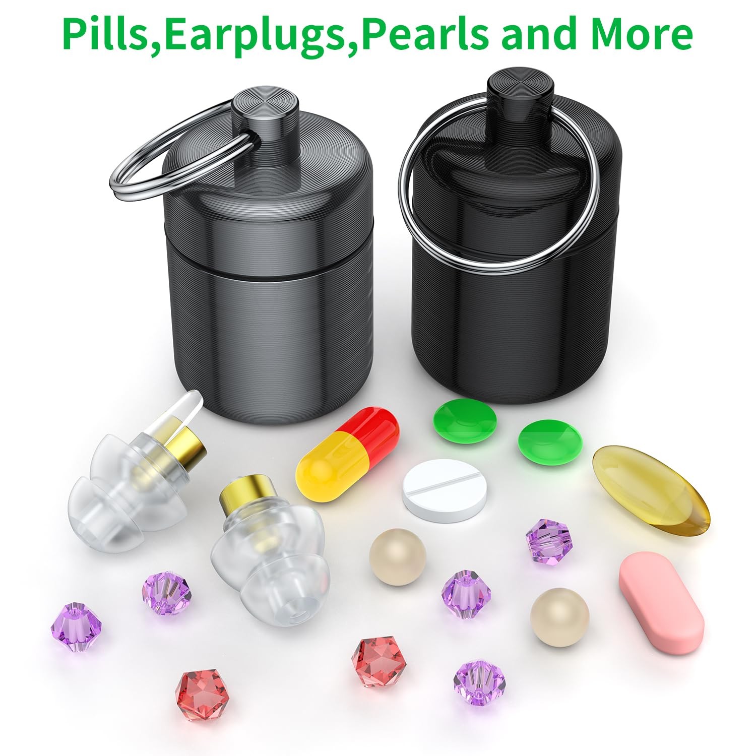 Ear Plug Carrying Case Keychain(2 Pack), Small Waterproof Metal Earplug Case ...