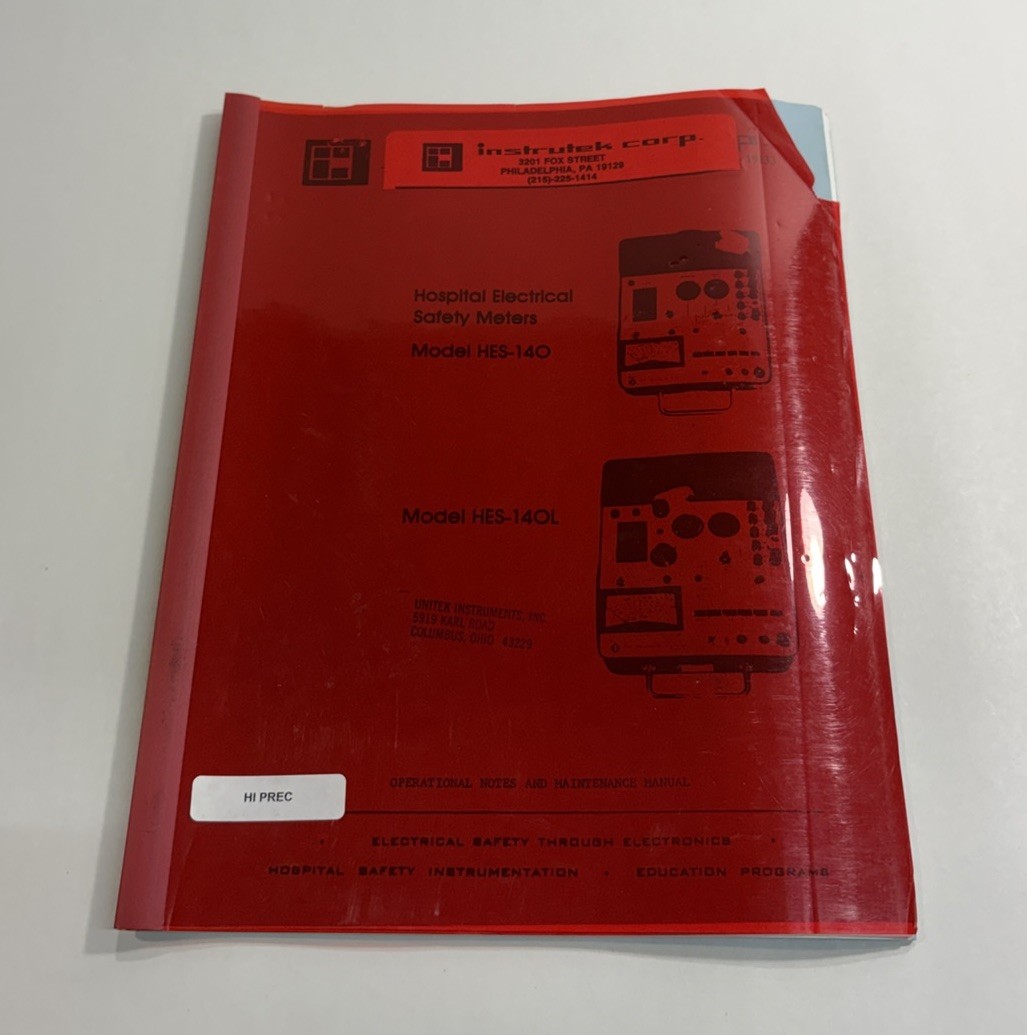 Instrutek Corp Model HES-140 & HES-140L Electrical Safety Meter User Guide Print