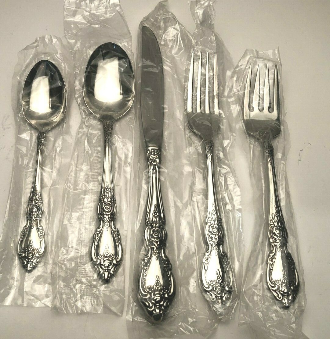 Wordsworth by Oneida 5 piece Place Setting stainless flatware, new in wrappers