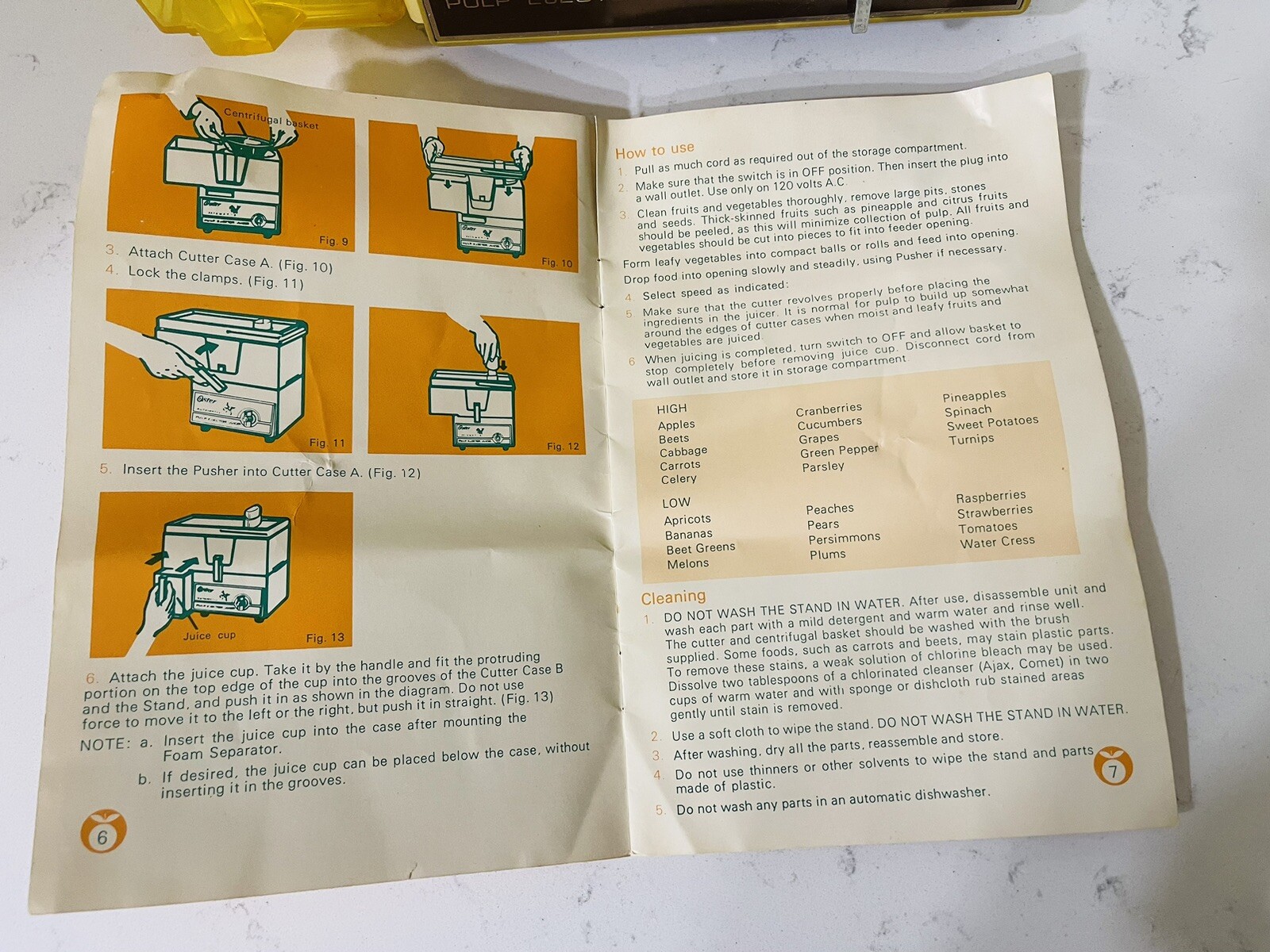 Vintage 70s Oster Model 362 Automatic Pulp Ejector Juicer Manual Cleaning Brush