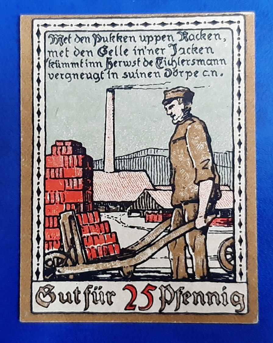 LAGE LIPPE NOTGELD 25 PFENNIG 1921 EMERGENCY MONEY GERMANY BANKNOTE (26287)
