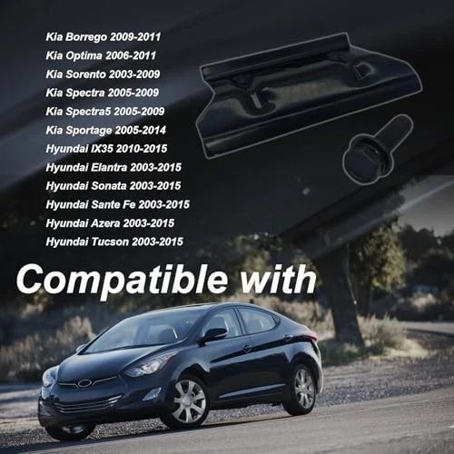 Car Battery Hold Down Bracket, Metal, Floor Mount, Black, Compatible with Kia