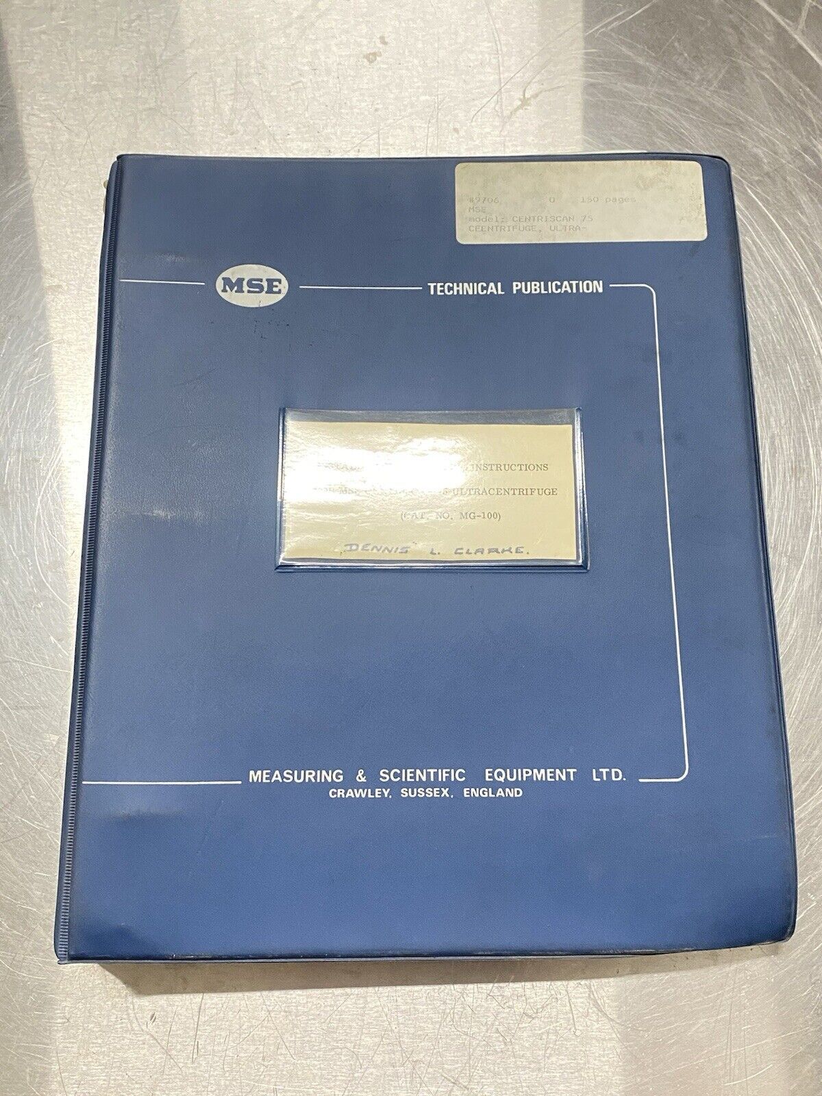 MSE Centriscan 75 Ultra Centrifuge -Users Guide /Service Manual / Book