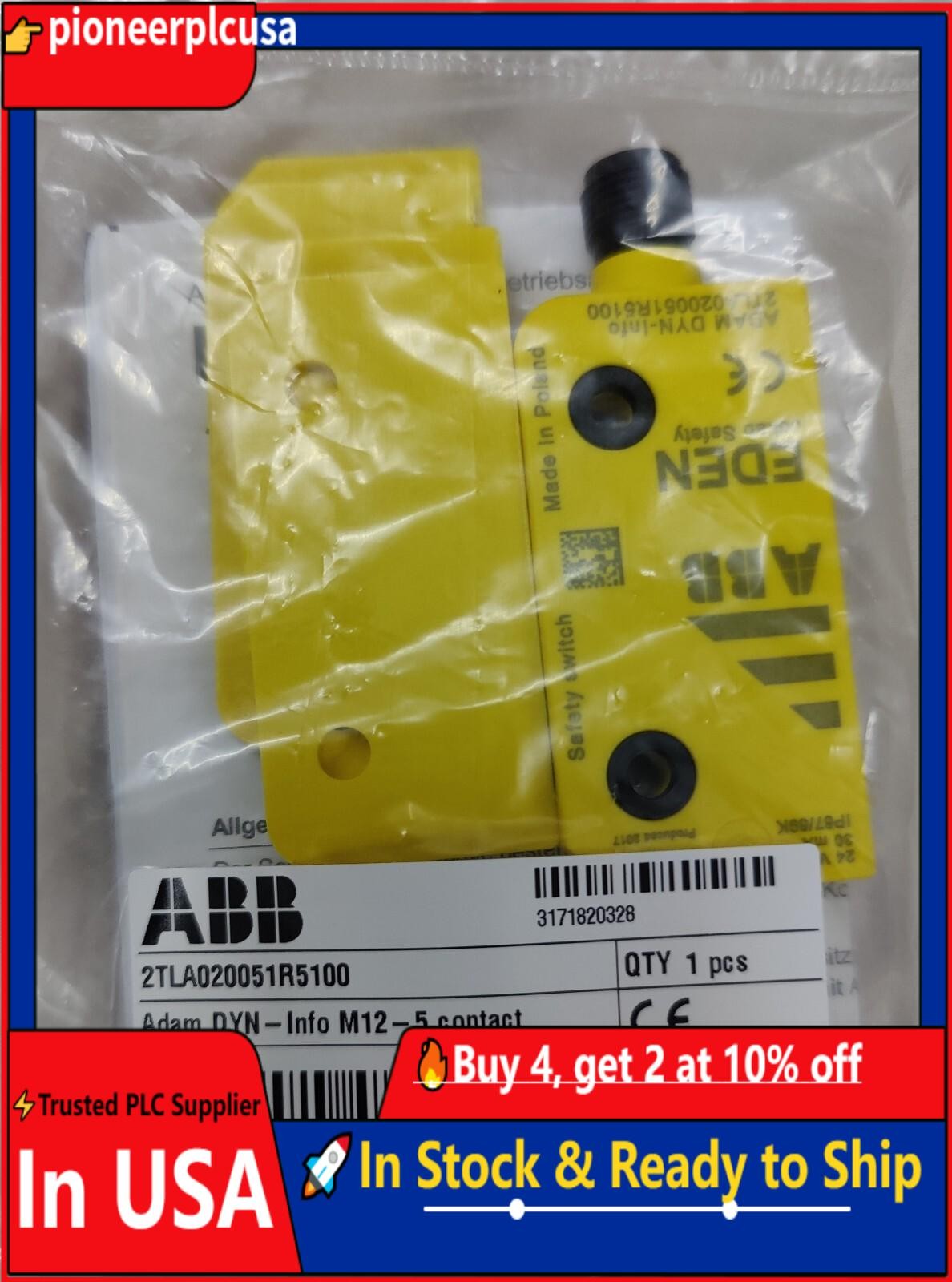 New In Box ABB 2TLA020051R5100 Adam Safety Sensor Unit Fast Shipping