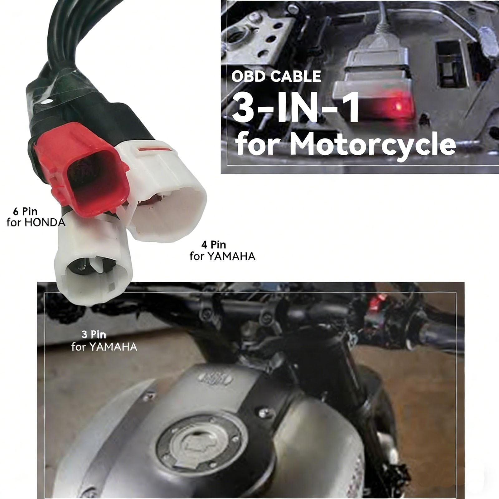 OBD2 Diagnostic Cable For Yamaha 3 4 6 Pin Motorcycle Fault Code Reader Adaptor