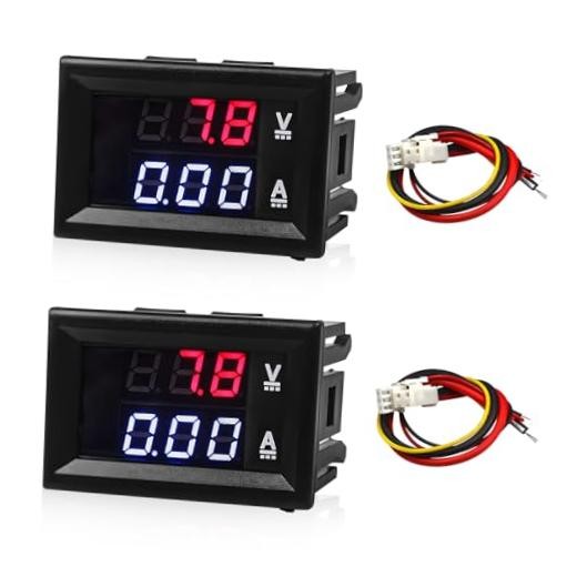 2 PCS 0.28" Digital Voltmeter Ammeter, DC 0-100V 10A Amp Volt Meter Gauge with