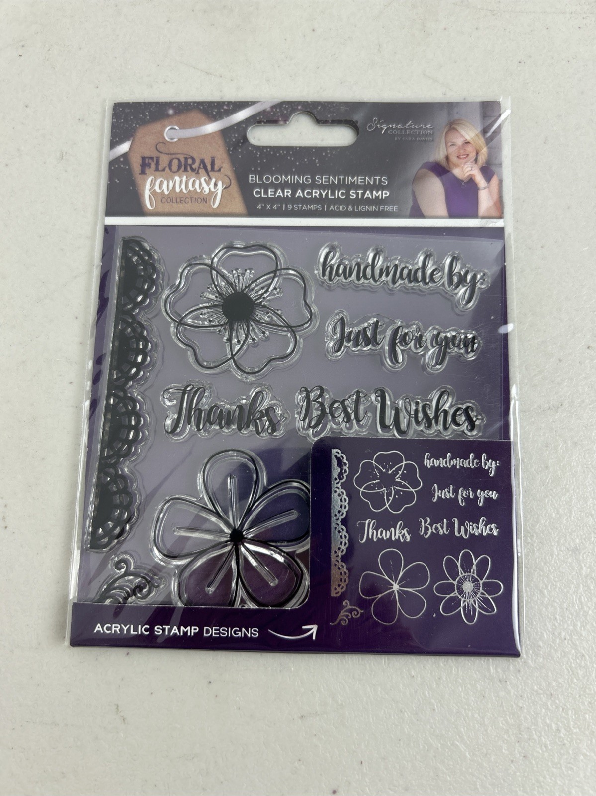 Floral Fantasy Sara Davies BLOOMING SENTIMENTS Clear Acrylic Stamp